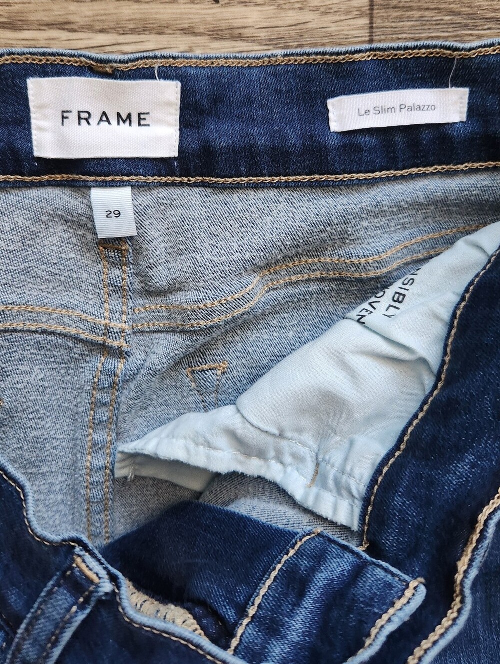 Frame Denim Le Slim Palazzo Raw After Lupine Wide-Leg Jeans Size 29 - Picture 4 of 11